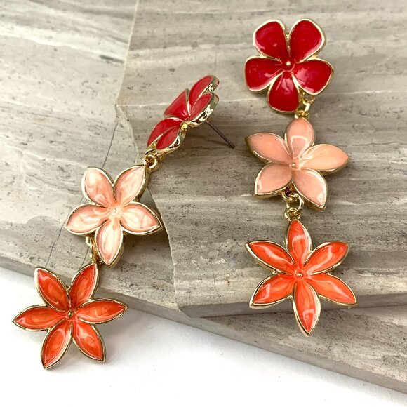 NEW~ Anthropologie Baublebar Colorful Flower Drop Earrings - Picture 3 of 7